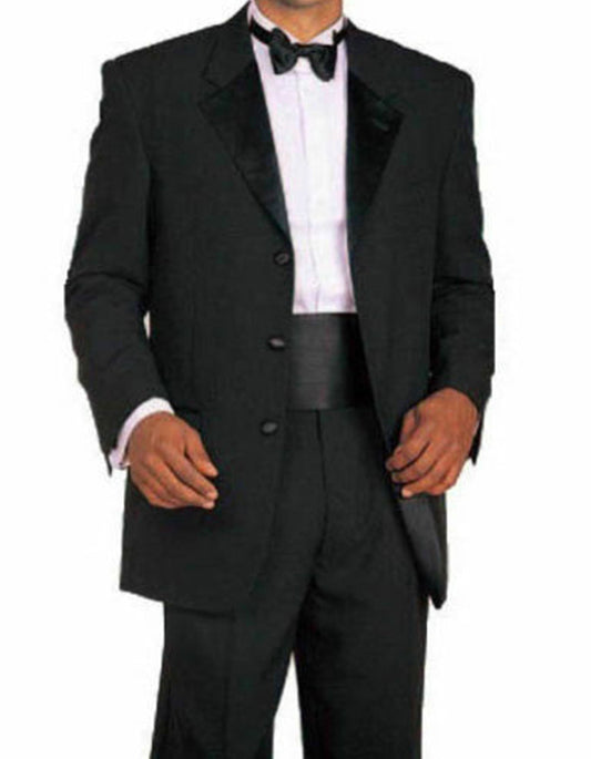 Mens Traditional 3 Button Polyester Tuxedo in Black - Men's Tuxedo USA