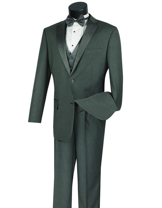 Mens 3pc Vested Grey Tuxedo - Men's Tuxedo USA