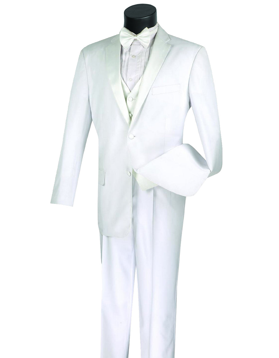 Mens 3pc Vested Tuxedo in White - Men's Tuxedo USA