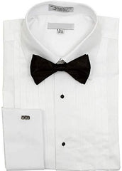 Mens White French Cuff Laydown Collar Tuxedo Shirt - Men's Tuxedo USA