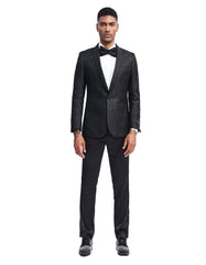 Mens Slim Fit Floral Print Prom Dinner Jacket Tuxedo in Black - Men's Tuxedo USA