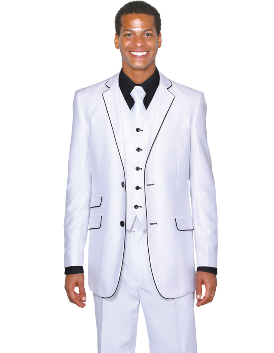 Mens 2 Button Vested Trim Tuxedo in White - Men's Tuxedo USA