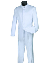 Mens 5 Button Mandarin Collar Tuxedo Suit in White - Men's Tuxedo USA