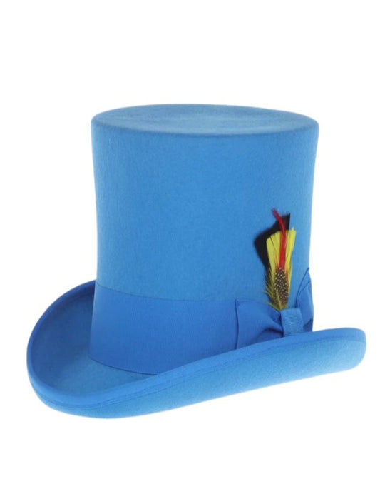 Victorian Steampunk Top Hat - 1800 19th Century - Dressy Loden Felt Top Royal Blue Hat