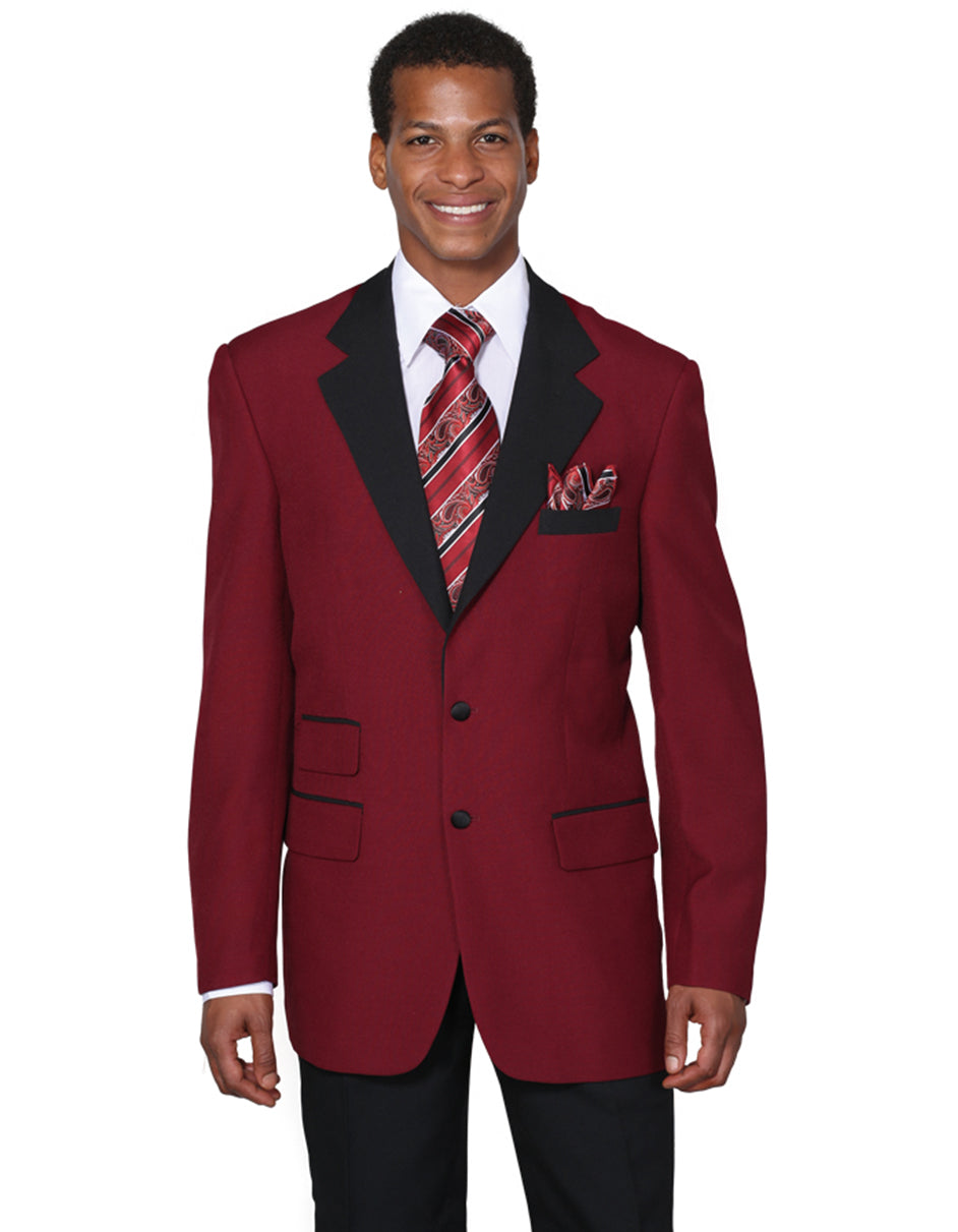 Mens 2 Button Black Lapel Tuxedo in Burgundy - Men's Tuxedo USA