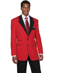 Mens 2 Button Black Lapel Tuxedo in Red - Men's Tuxedo USA