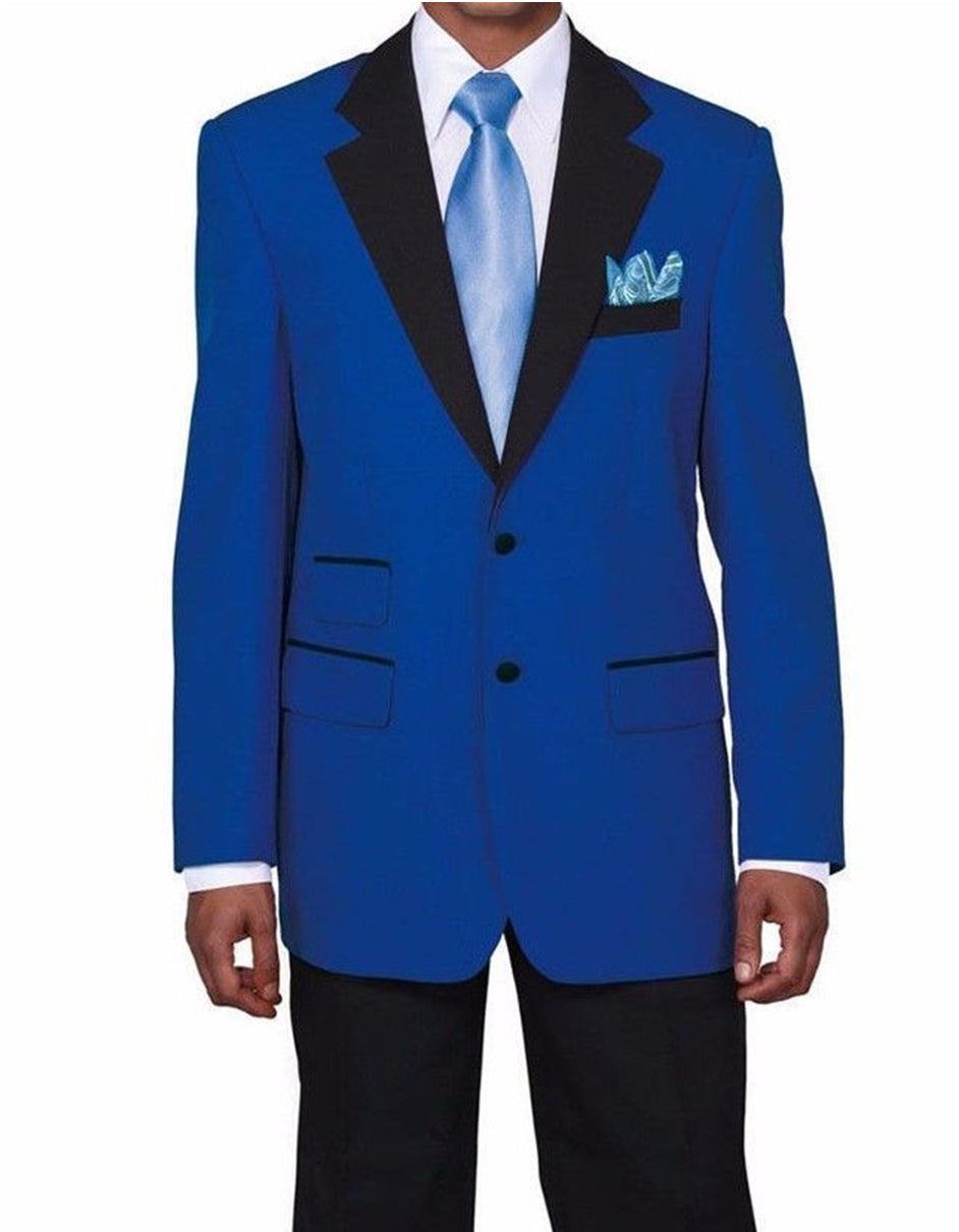 Mens 2 Button Black Lapel Tuxedo in Royal Blue - Men's Tuxedo USA