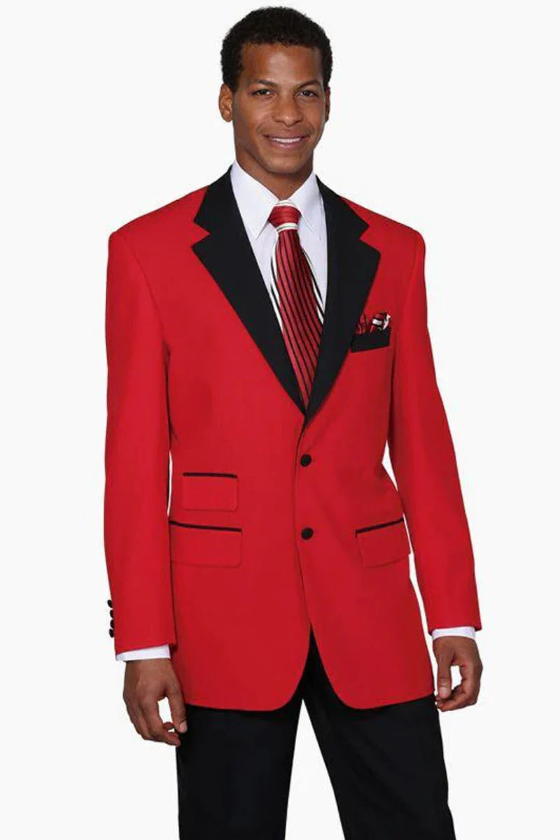 Mens 2 Button Classic Fit Contrast Collar Tuxedo In Red - Men's Tuxedo USA