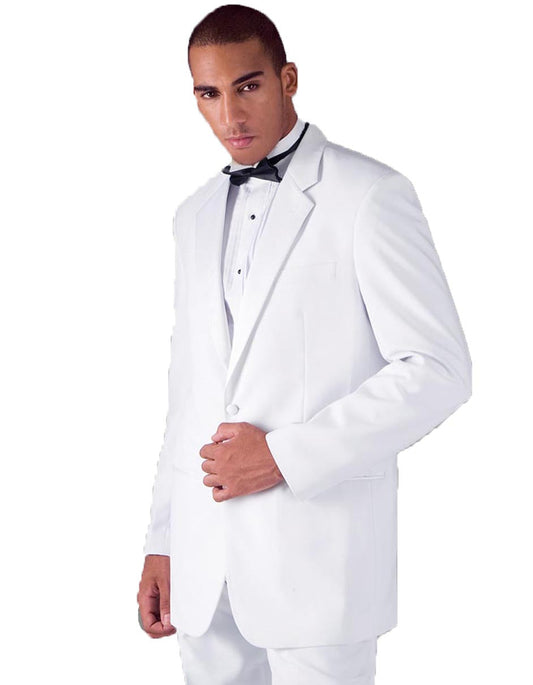 Mens Traditional 2 Button Polyester Tuxedo in White - Men's Tuxedo USA