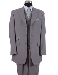 Mens 3 Button Peak Lapel Fashion Suit in Grey - Men's Tuxedo USA