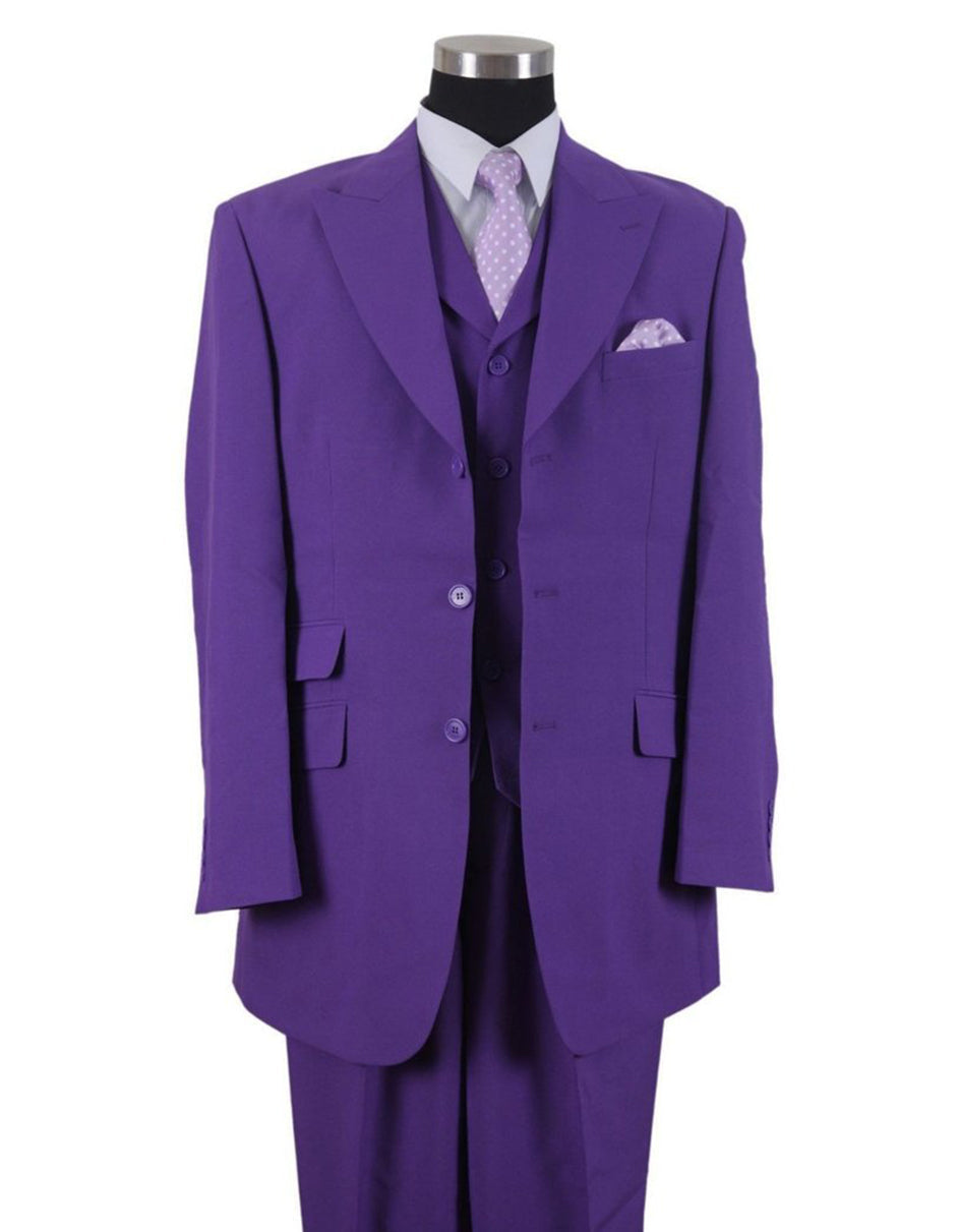 Mens 3 Button Peak Lapel Fashion Suit in Purple - Men's Tuxedo USA