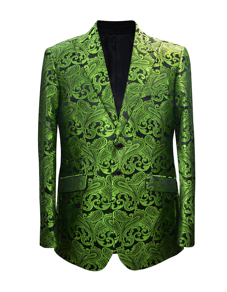 Mens Apple Green & Black Paisley Dinner Jacket - Men's Tuxedo USA