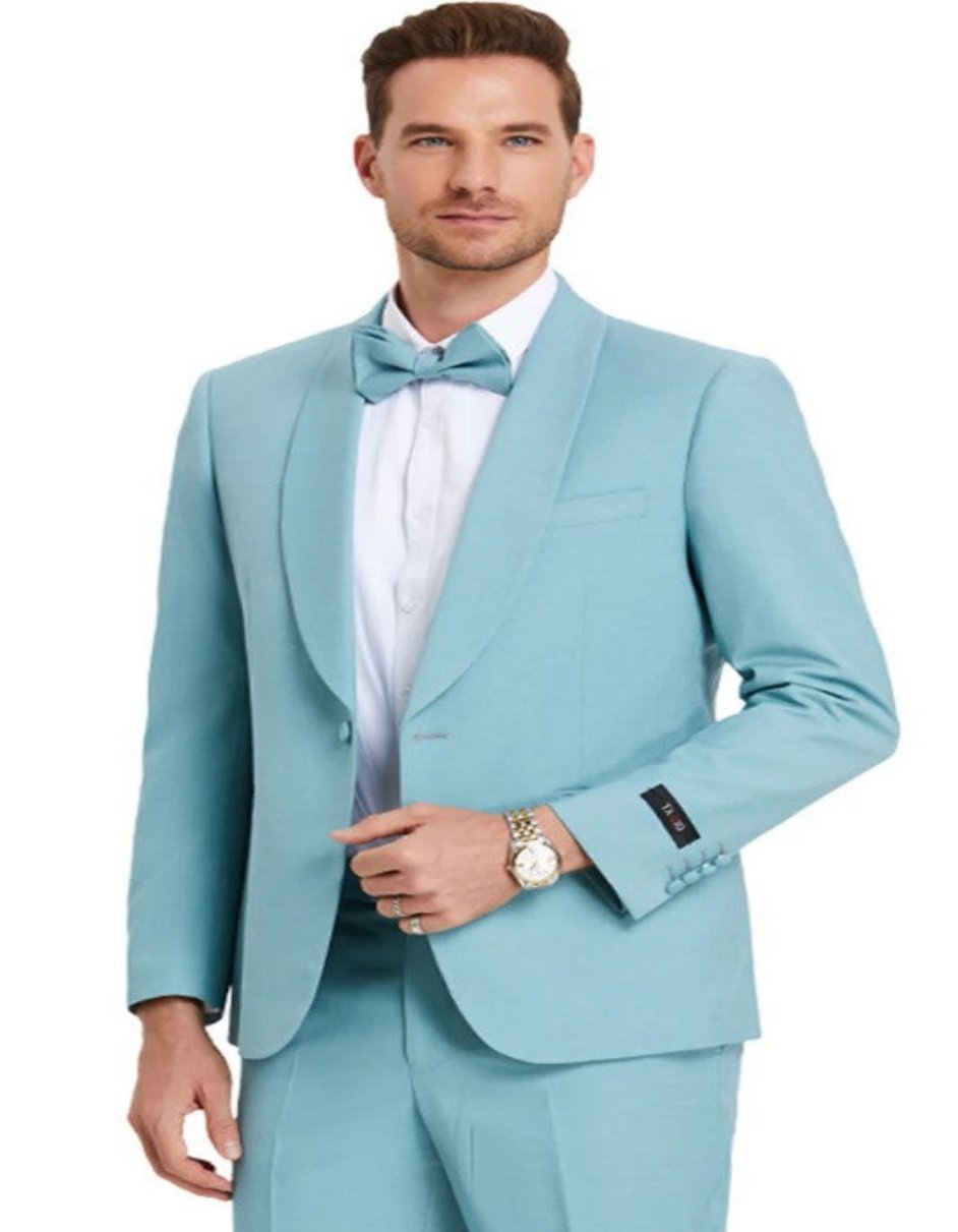 Blue Prom Suit - Blue Homecoming Outfits For Guys Skinny Fit Pant Aqua Blue - Men's Tuxedo USA