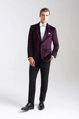 Velvet Blazer - Mens Blazer - Dinner Jacket "Venice" Aubergine Velvet Dinner Jacket - Separates - Men's Tuxedo USA