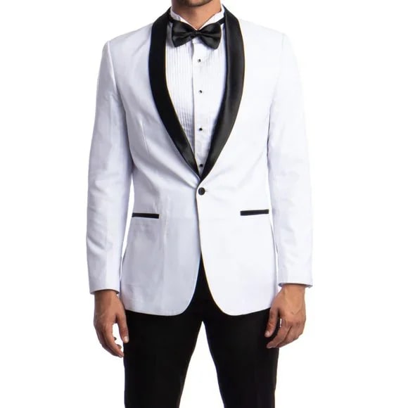 Mens White Tuxedo 2-PC Slim Fit, By Azzuro - Men's Tuxedo USA