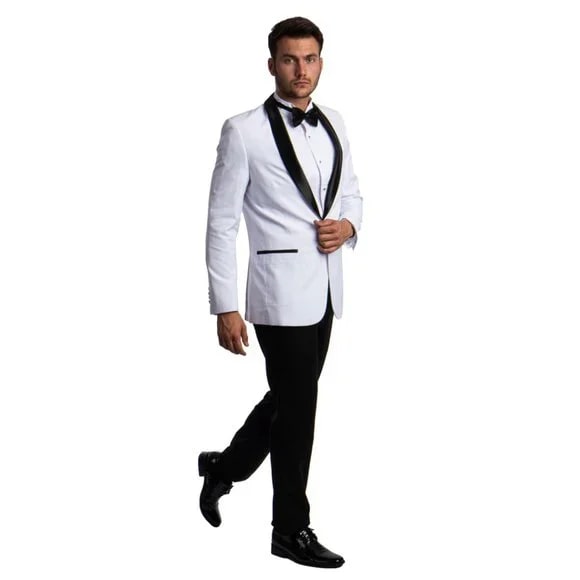 Mens White Tuxedo 2-PC Slim Fit, By Azzuro - Men's Tuxedo USA