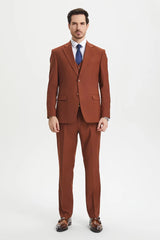 Brown Wedding Suit - Jacket + Pants - Brown Tuxedo - Brown Groomsmen Classic Suit - Men's Tuxedo USA