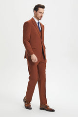 Brown Wedding Suit - Jacket + Pants - Brown Tuxedo - Brown Groomsmen Classic Suit - Men's Tuxedo USA