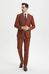 Brown Wedding Suit - Jacket + Pants - Brown Tuxedo - Brown Groomsmen Classic Suit - Men's Tuxedo USA