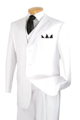 Mens 3 Button Classic Fit Vested Basic Suit in White - Men's Tuxedo USA