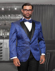 Bellagio Royal Blue 1-Button Notch Tuxedo - Men's Tuxedo USA