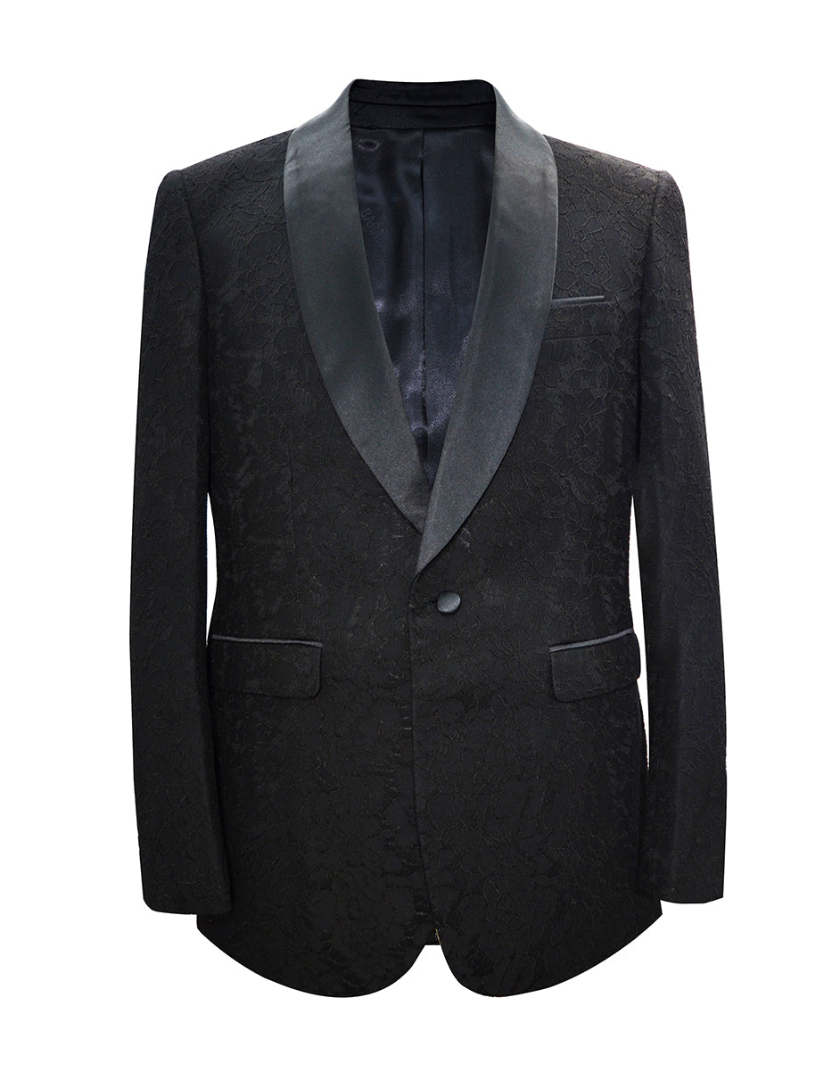 Mens Floral Pattern Lace Blazer in Black - Wedding - Prom - Men's Tuxedo USA