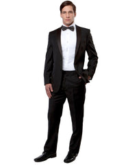 Mens Modern Fit 2 Button Notch Wool Tuxedo in Black - Men's Tuxedo USA