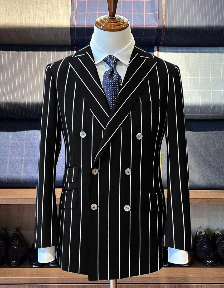 Black Pinstripe Suit - Gangster Suit - 1920's Suit - Double Breasted Suit - Men's Tuxedo USA