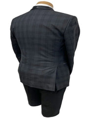 Mens Black Plaid Tuxedo Jacket Slim Fit Black with Grey Plaid Pattern Tuxedo - Men's Tuxedo USA