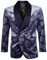 Blue Prom Suit - Blue Homecoming Outfits For Guys Black Satin Shawl Lapel Royal - Men's Tuxedo USA