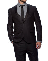 Mens Slim Fit 1 Button Shawl Lapel Tuxedo in Black - Men's Tuxedo USA