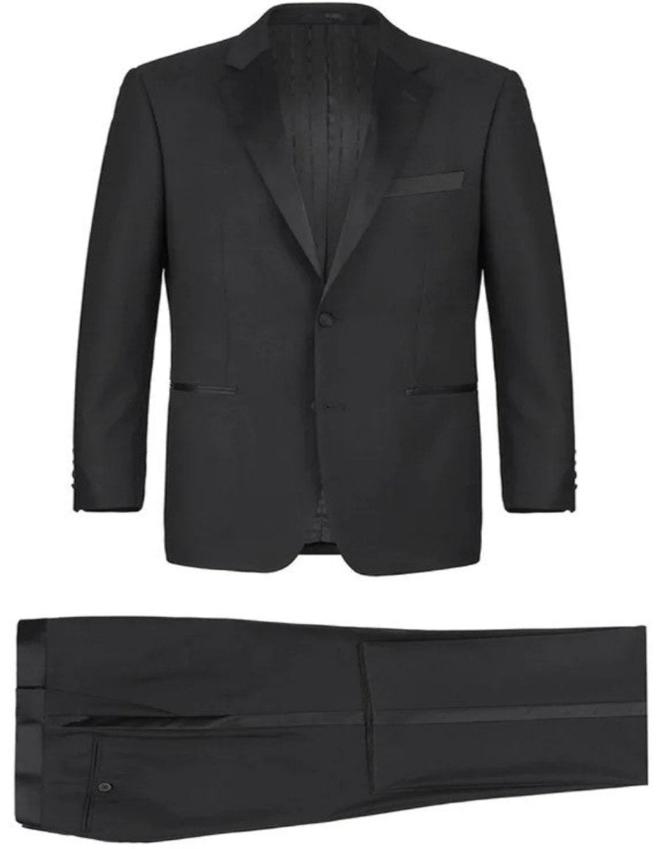 Black Tuxedo - Mens Wedding Suit Single Breasted Traditional Two Button - Black Prom Suit - Men's Tuxedo USA