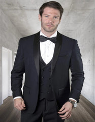 Mens Black Tailored Fit 3 PC Tuxedo