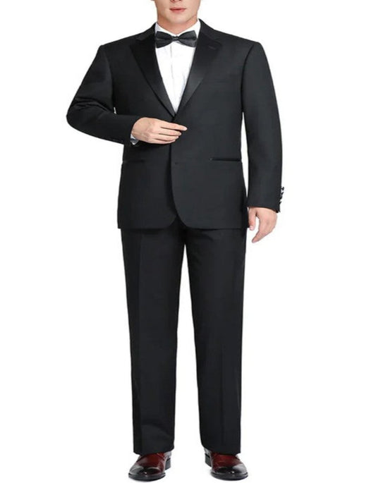 Black Tuxedo - Single Breasted Welt Chest Pocket Mens Wedding Suit - Black Prom Suit - Men's Tuxedo USA