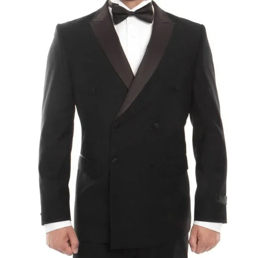 Double Breasted Black Mens Tuxedo by Bryan Michaels - Men's Tuxedo USA