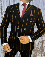 Mens Double Breasted Gangster Pinstripe in Royal & White - Men's Tuxedo USA