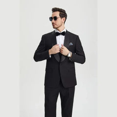 Stacy Adams 3pc Tuxedo Shawl Lapel, Black - Men's Tuxedo USA