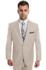 Men's Two Button Basic Modern Fit Business Suit in Tan - Men's Tuxedo USA