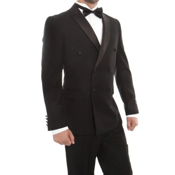 Double Breasted Black Mens Tuxedo by Bryan Michaels - Men's Tuxedo USA