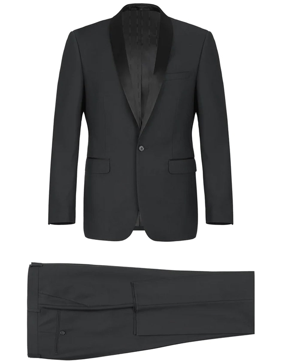 Mens 1 Button Shawl Lapel Wedding | Prom Tuxedo in Black - Men's Tuxedo USA