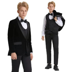 5pc Black Boys Velvet Tuxedo Includes Bowtie by Tazio - Men's Tuxedo USA