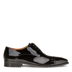 Mezlan Men's Shoes Black Patent Leather Cap Toe Oxfords - Men's Tuxedo USA