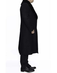 Mens Overcoat - Topcoat For Men - Winter Fabric - Three Button Big and Tall Large Man ~ Plus Size Removable Fur Collar Overcoat 4XL 5XL 6XL Black Long men's Dress Topcoat - Winter coat - Men's Tuxedo USA