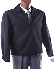 Mens Overcoat - Topcoat For Men - Winter Fabric - Dark color blackZippered SHORT WINTER JACKET Overcoat - Men's Tuxedo USA