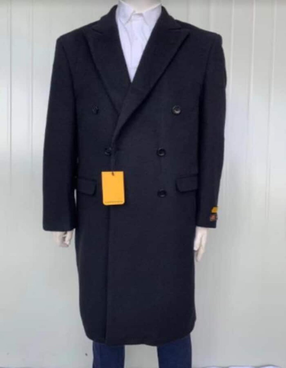 Mens Overcoat - Topcoat For Men - Winter Fabric - Mens Cashmere Blend Black Coat Full length - Cashmere Overcoat - Men's Tuxedo USA