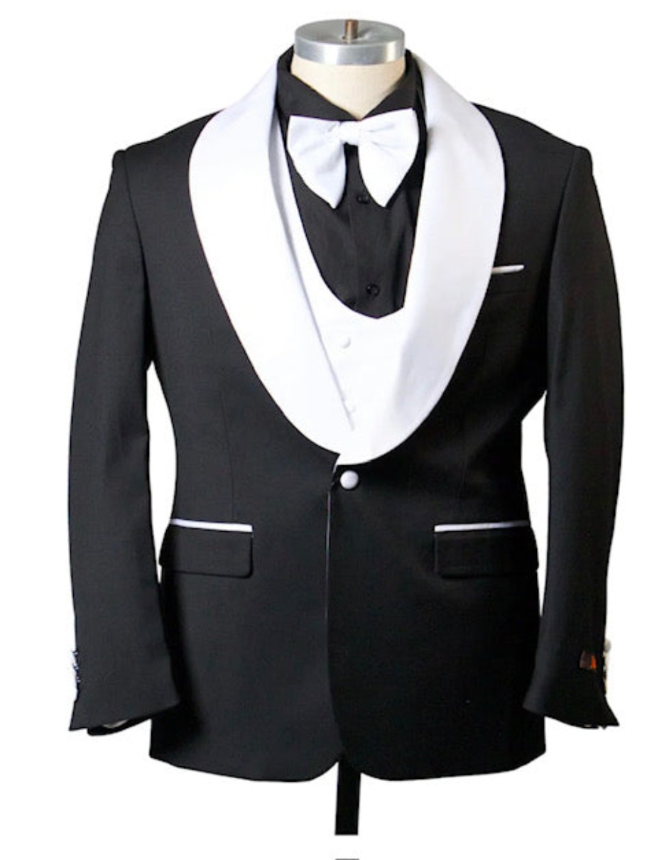 Black and White Tuxedo - Two Toned - Wedding or Single Breasted Prom Suit - Men's Tuxedo USA