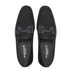 Mezlan Venetian Loafer Black Glass Suede Leather Dress shoe - Men's Tuxedo USA