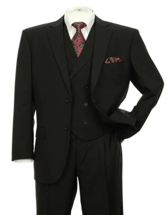 Pleated Suit - Mens Suits With Pleated Pant -  Regular Fit Suit - Black Suit - Men's Tuxedo USA