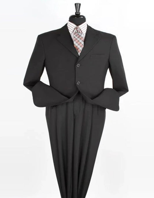 Pleated Suit - Mens Suits With Pleated Pant -  Regular Fit Suit - Black Two Piece Suit - Men's Tuxedo USA