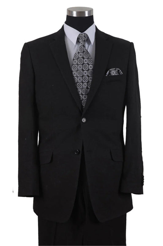 Mens 2 Button 100% Linen Black Suit - Men's Tuxedo USA